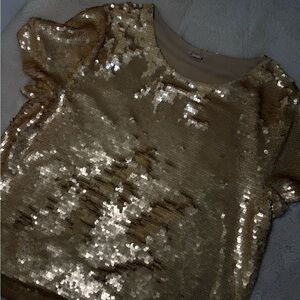 J. Crew Gold Sequin Short Sleeve Blouse